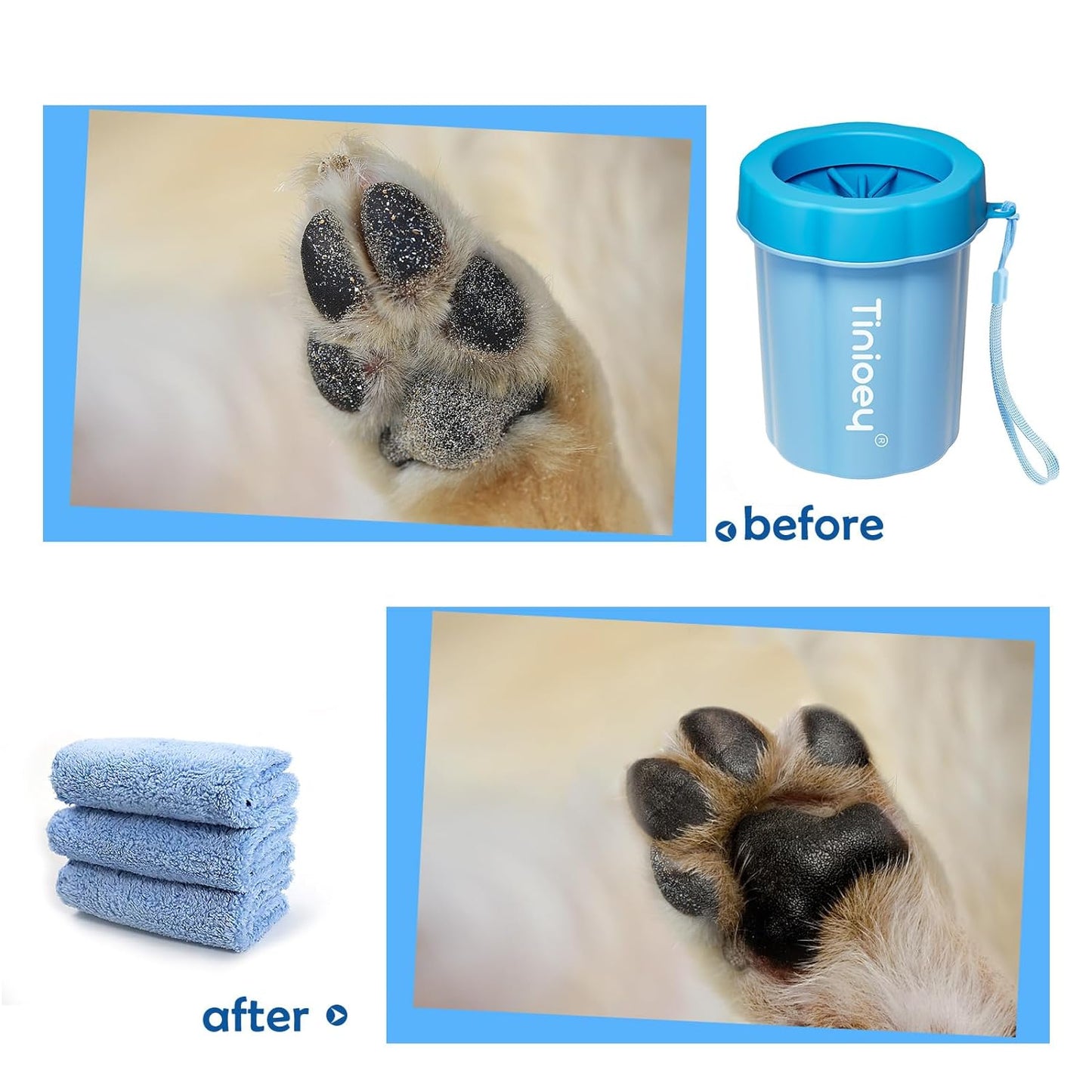 Pet Paw Cleaner for Medium Dogs (with 3 Absorbent Towels)
