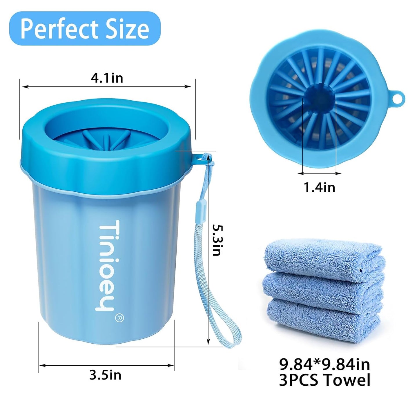 Pet Paw Cleaner for Medium Dogs (with 3 Absorbent Towels)