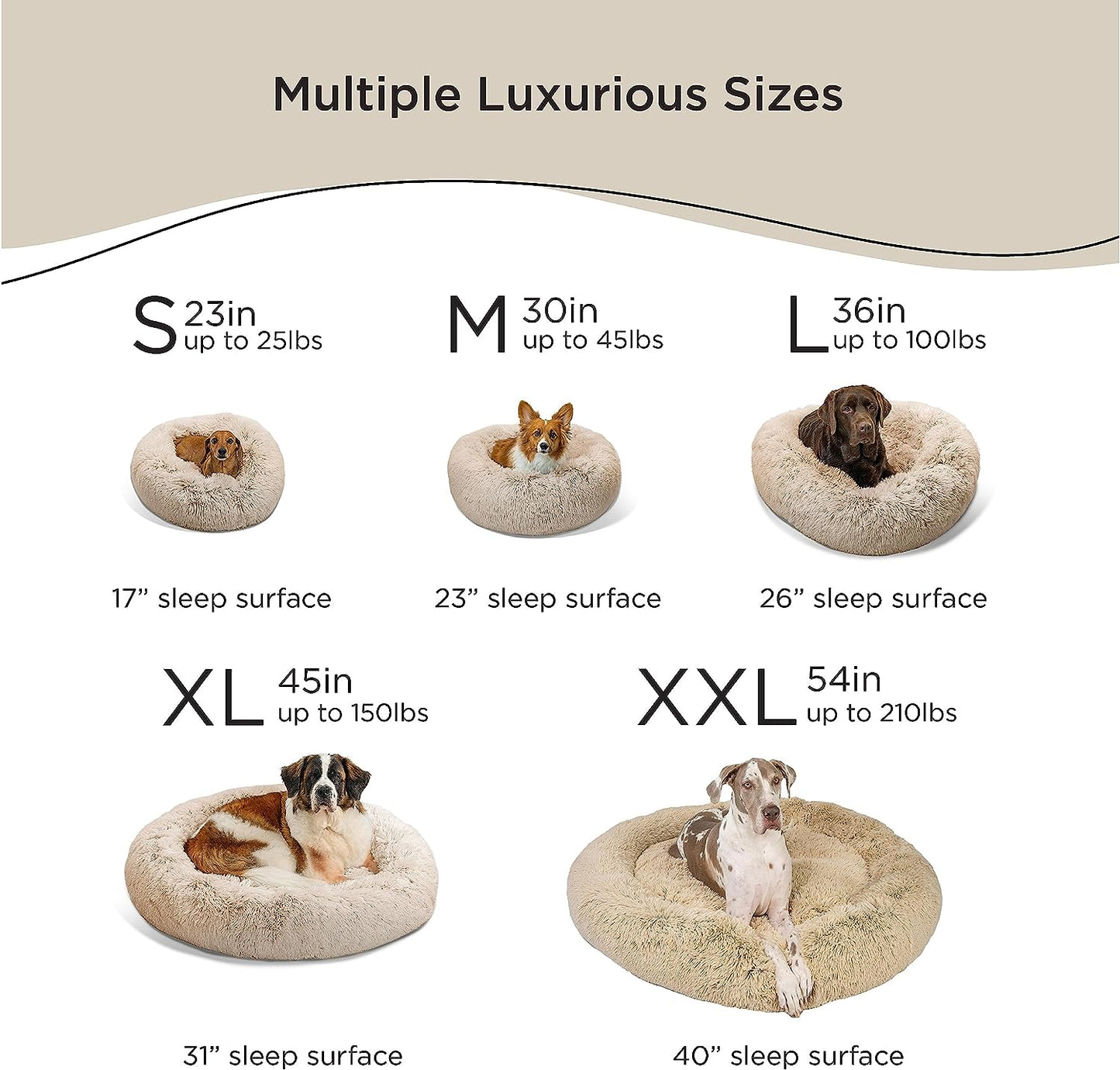 NovaPet Calming Donut Cat and Dog Bed in Shag Fur Taupe, Small 23"