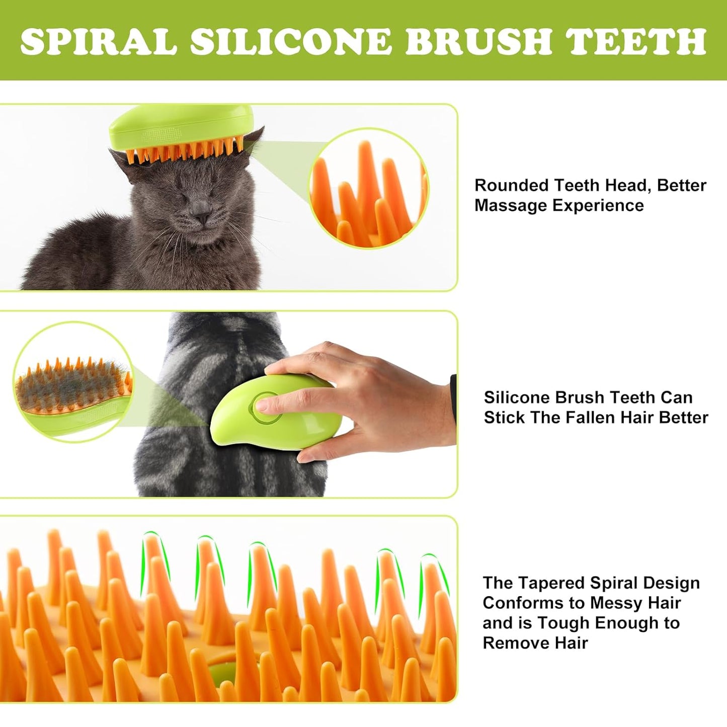Pet Steam Brush, New 3 in1 Steamy Pet Hair Brush Cleanser with Vapor