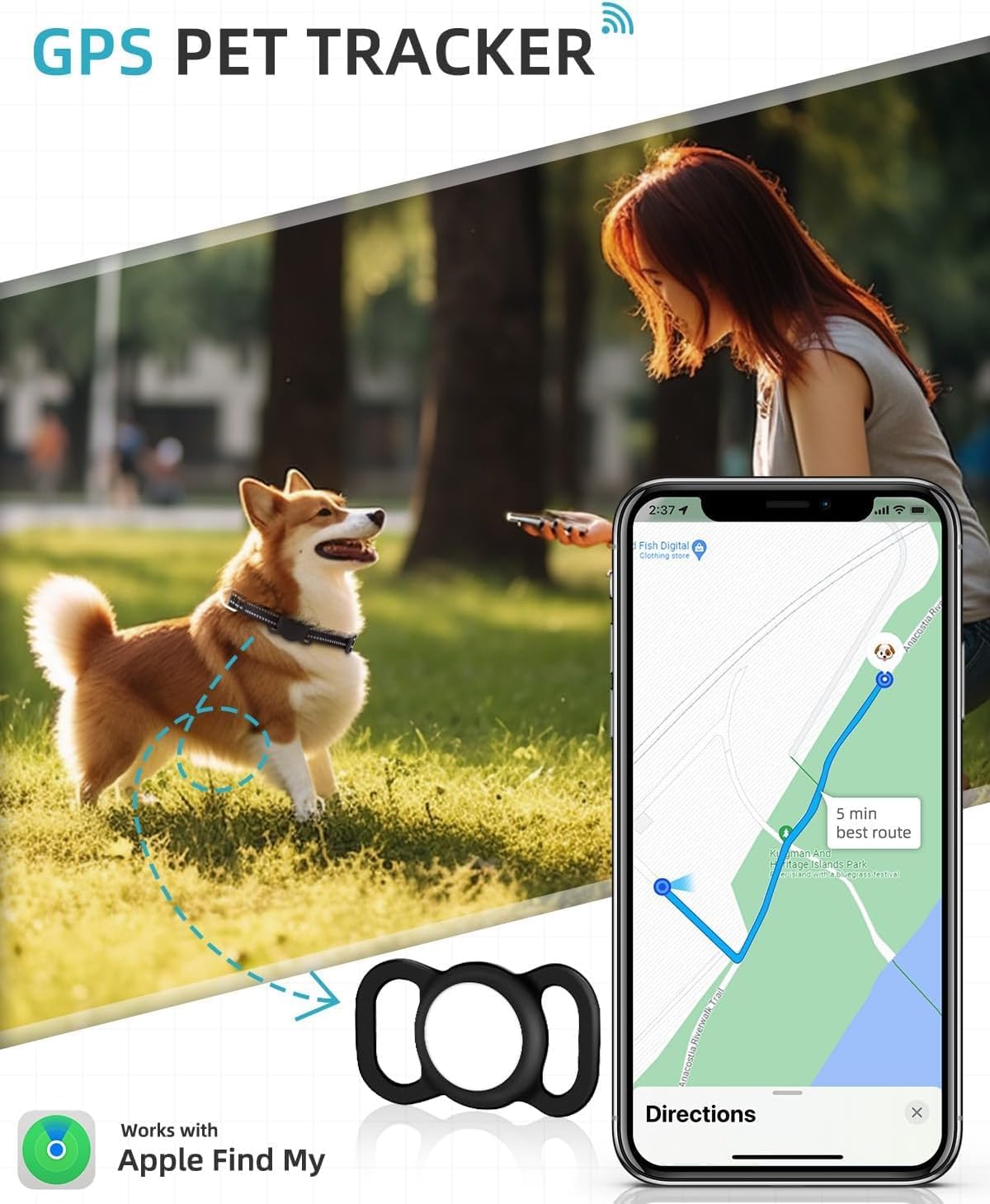 GPS Tracker Pet Tracking Smart Activity Tracker (iOS Only)
